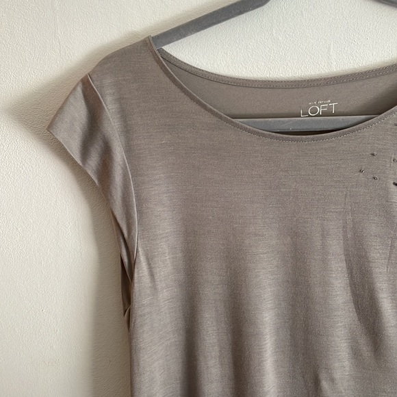 LOFT Large Grey Beaded Drape Top - Picture 5 of 7